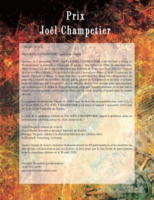 Et la gagnante du Prix Joël-Champetier est…